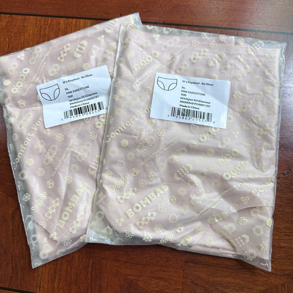 NWT Bombas Women's Boyshort No Show Panties Underwear Pink XL Set of 2